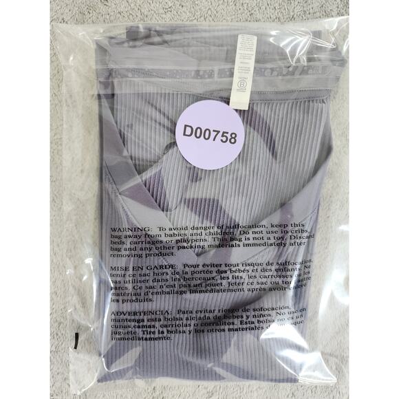 Athleta Renew Seamless V-Neck Tee Size XXS Gray Tempest Violet Ribbed Fitted - Picture 8 of 8